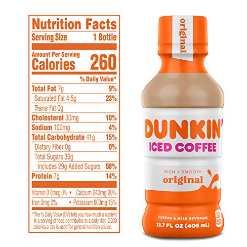Dunkin Donuts Iced Coffee, Original, 13.7 Fluid Ounce Pack of 12