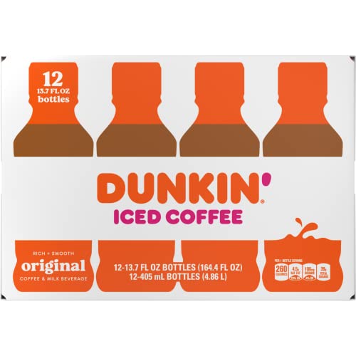 Dunkin Donuts Iced Coffee, Original, 13.7 Fluid Ounce Pack of 12