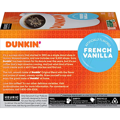 Dunkin French Vanilla Flavored Coffee, 60 K Cups For Keurig Cof