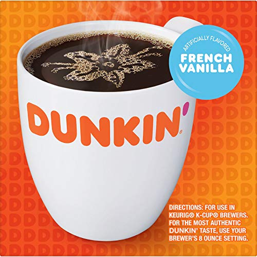 Dunkin French Vanilla Flavored Coffee, 88 K Cups For Keurig Cof