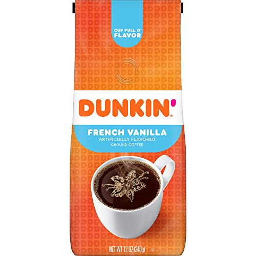 Dunkin French Vanilla Flavored Ground Coffee, 12 Ounces Packag