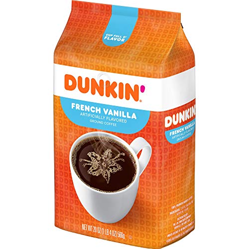 Dunkin French Vanilla Flavored Ground Coffee, 20 Ounces Pack O