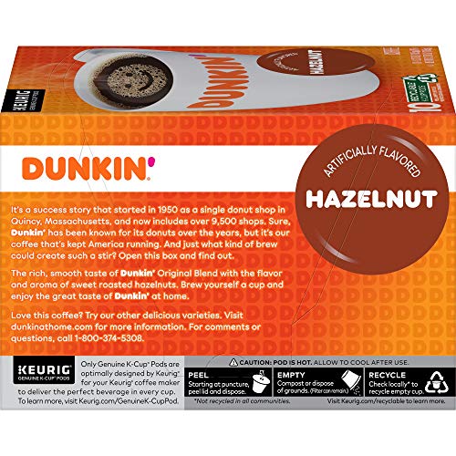 Dunkin Hazelnut Flavored Coffee, 60 K Cups For Keurig Coffee Ma