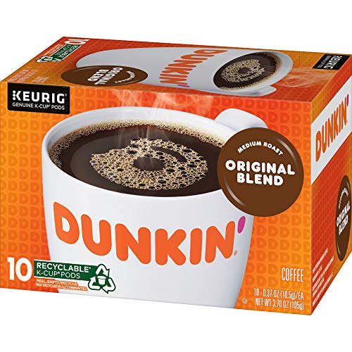 Dunkin Original Blend Medium Roast Coffee, 10 K Cups For Keurig