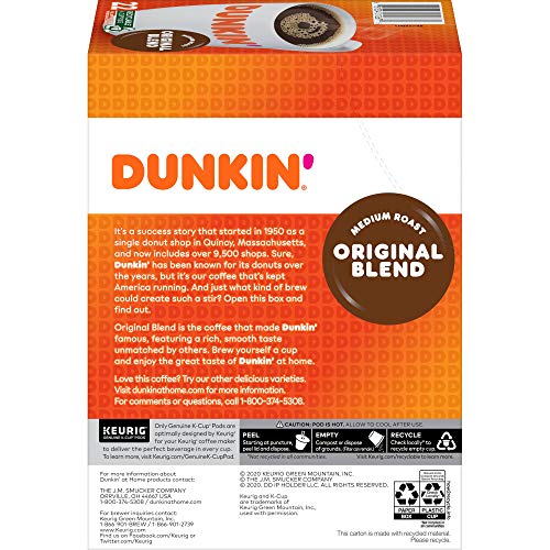 Dunkin Original Blend Medium Roast Coffee, 88 K Cups For Keurig
