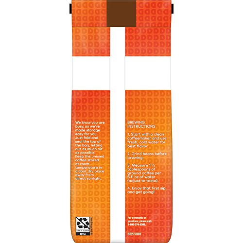 Dunkin Original Blend Medium Roast Whole Bean Coffee, 12 Ounces