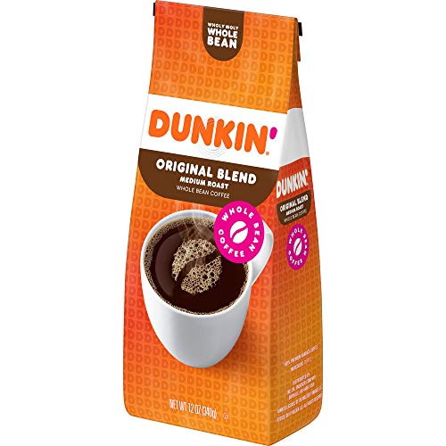 Dunkin Original Blend Medium Roast Whole Bean Coffee, 12 Ounces