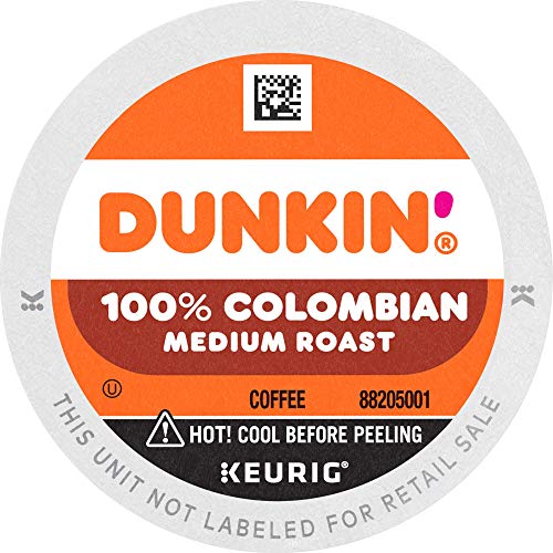 Dunkin 100% Colombian Medium Roast Coffee, 10 Keurig K-Cup Pods