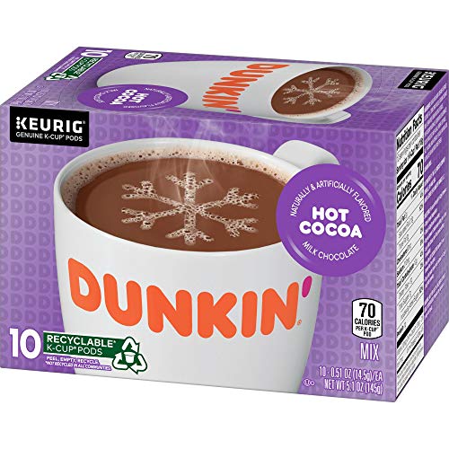 Dunkin Milk Chocolate Hot Cocoa, 10 Keurig K-Cup Pods