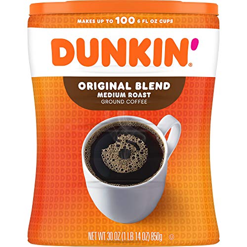 Dunkin Original Blend Medium Roast Ground Coffee Canister, 30 O