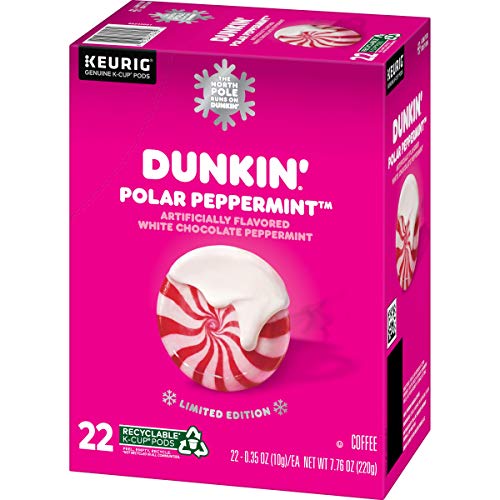 Dunkin Polar Peppermint Flavored Coffee, 88 Keurig K-Cup Pods