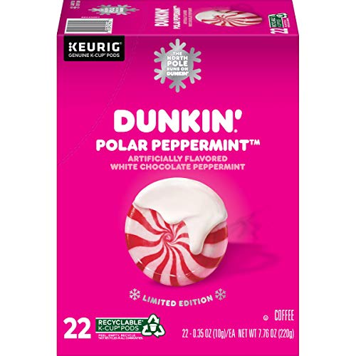 Dunkin Polar Peppermint Flavored Coffee, 88 Keurig K-Cup Pods