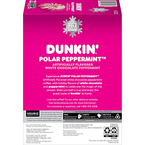 Dunkin Polar Peppermint Flavored Coffee, 88 Keurig K-Cup Pods
