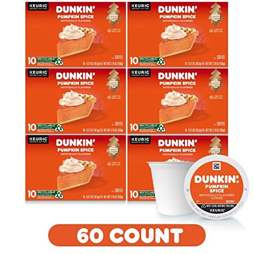 Dunkin Pumpkin Spice Flavored Coffee, 60 Keurig K-Cup Pods