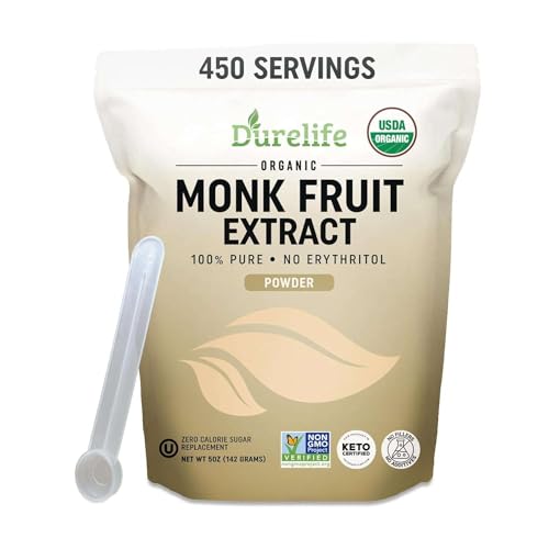 Durelife Organic 100% Pure Monk Fruit sweetener, No Erythritol, ...