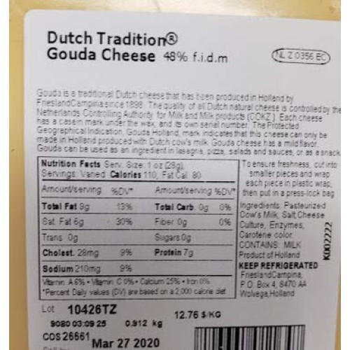 Dutch Tradition Gouda Cheese 2Lb X 2 Pcs Total ~4Lb
