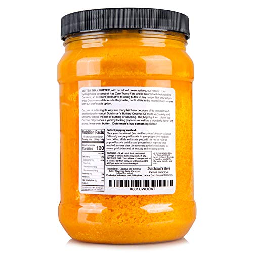 Dutchman’S Popcorn Coconut Oil Butter Flavored Oil, Colored With
