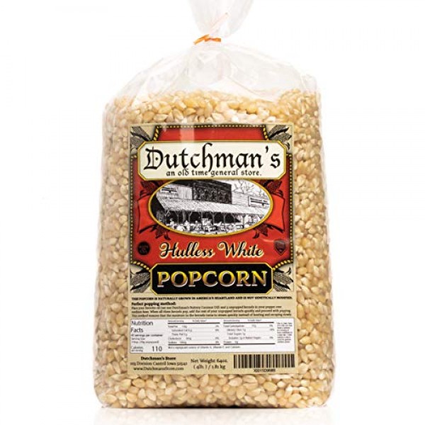 Dutchmans White Hulless Popcorn: Medium Virtually Hulless Popco...