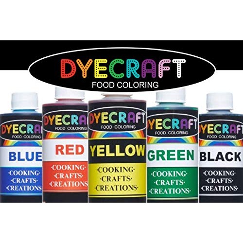 Dyecraft Food Coloring Multi-Pack Green, Yellow, Blue, Red, Bla