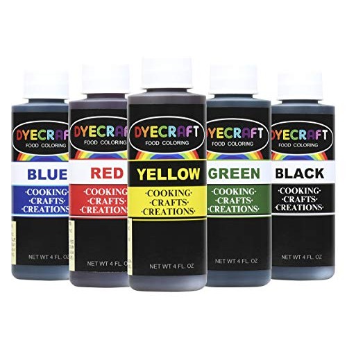 Dyecraft Food Coloring Multi-Pack Green, Yellow, Blue, Red, Bla