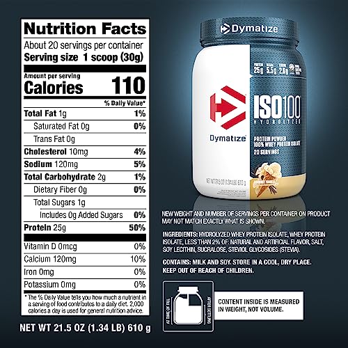 Dymatize ISO100 Whey Protein Powder Isolate, Gourmet Vanilla, 25...