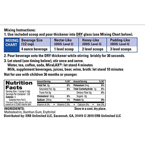 Clear Dysphagiaide Instant Beverage And Food Thickener Powder,