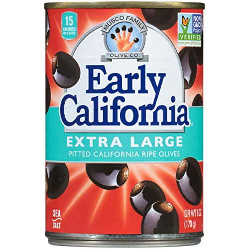 Early California 6 Oz. Ripe Pitted Extra-Large Black Olives, 12-