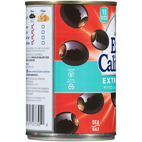 Early California 6 Oz. Ripe Pitted Extra-Large Black Olives, 12-
