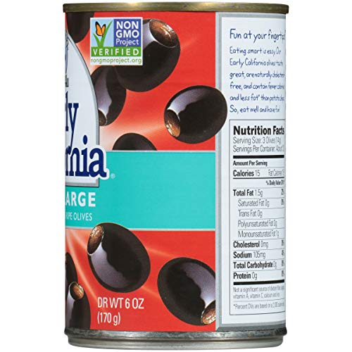 Early California 6 Oz. Ripe Pitted Extra-Large Black Olives, 12-