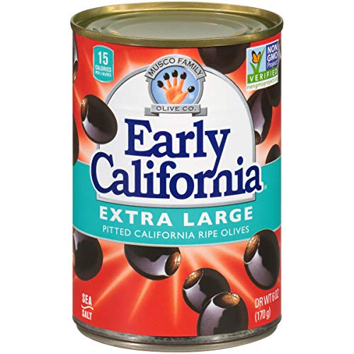 Early California 6 Oz. Ripe Pitted Extra-Large Black Olives, 12-