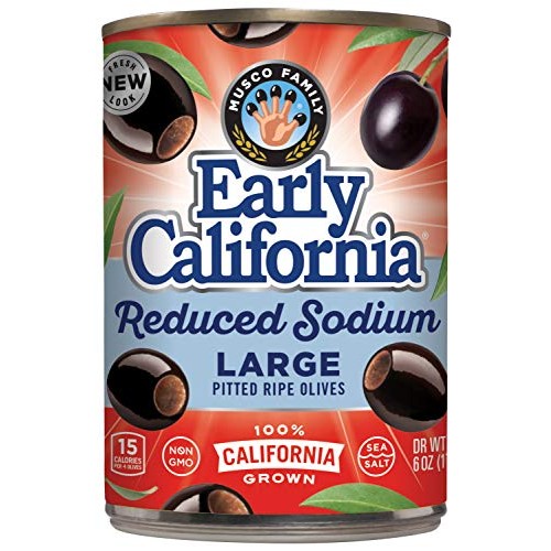Early California, Reduced-Sodium, Ripe Pitted Large Black Olives