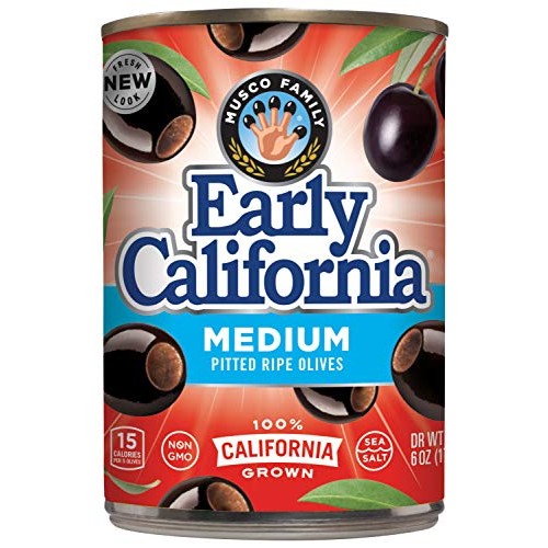 Early California, Ripe Pitted, Medium, Black Olives, 6 Oz