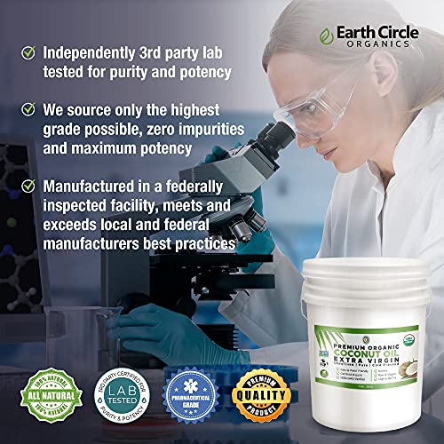 Earth Circle Organic Extra Virgin Unrefined Coconut Oil 5 Gallon