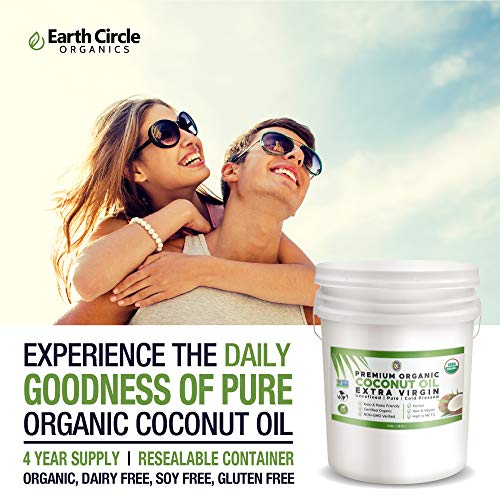Earth Circle Organic Extra Virgin Unrefined Coconut Oil 5 Gallon