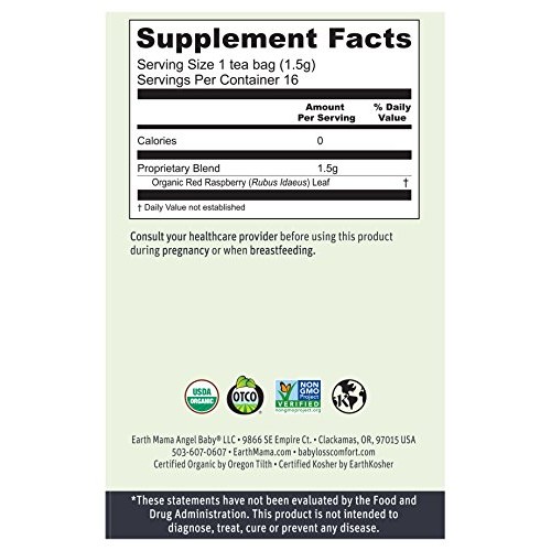 Earth Mama Organic Raspberry Leaf Tea Bags For Labor Tonic And M
