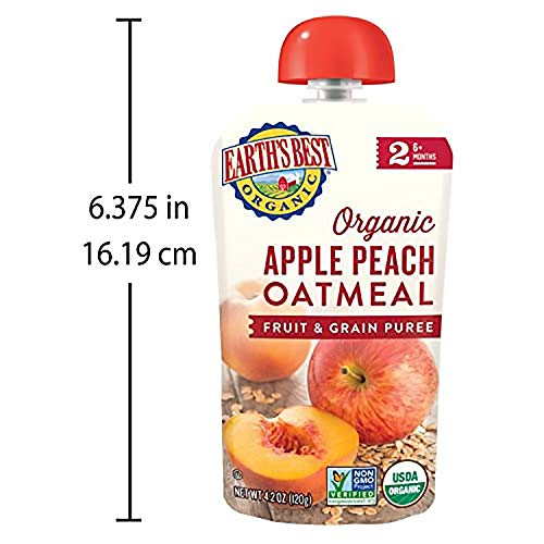 Earths Best Organic Stage 2 Baby Food, Apple Peach And Oatmeal,