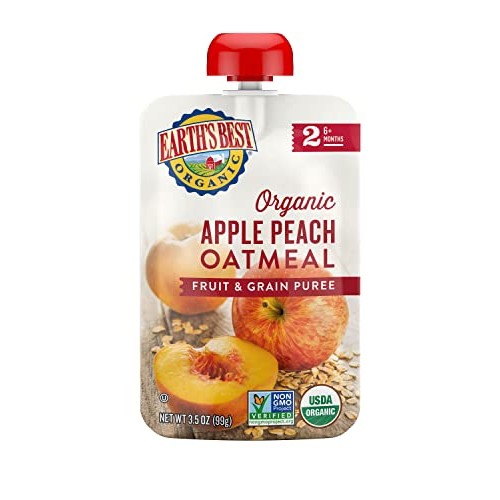 Earths Best Organic Stage 2 Baby Food, Apple Peach And Oatmeal,
