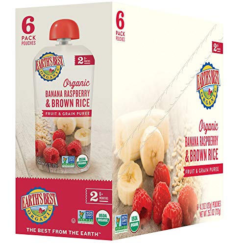 Earths Best Organic Stage 2 Baby Food, Banana Raspberry And Bro