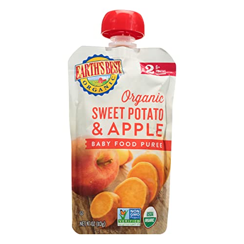 Earths Best Organic Stage 2, Sweet Potato &Amp; Apple, 4 Ounce Pouc
