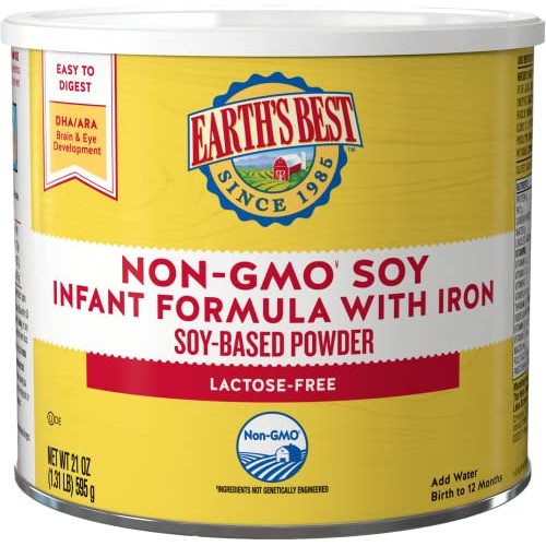 Earths Best Non-Gmo Soy Plant Based Infant Powder Formula With
