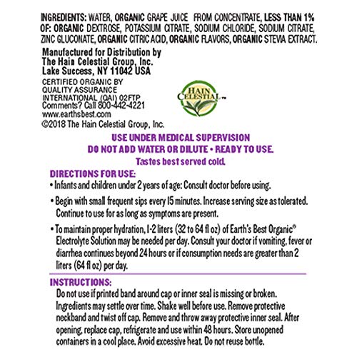 Earths Best Organic Electrolyte Solution, Concord Grape, 1 Lite