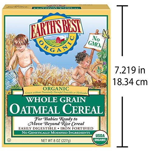 Earths Best Organic Infant Cereal, Whole Grain Oatmeal, 8 Oz. B