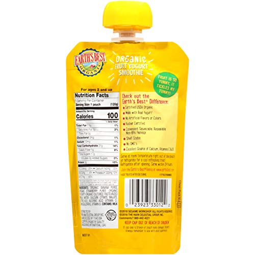 Earths Best Organic Fruit Yogurt Smoothie, Strawberry Banana, 4