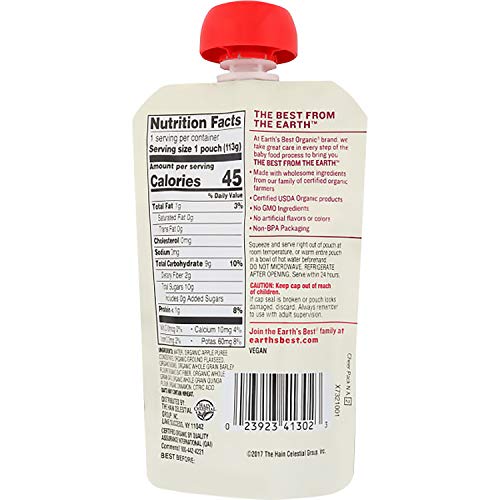 Earths Best Organic Stage 2 Baby Food, Apple Raisin Breakfast,