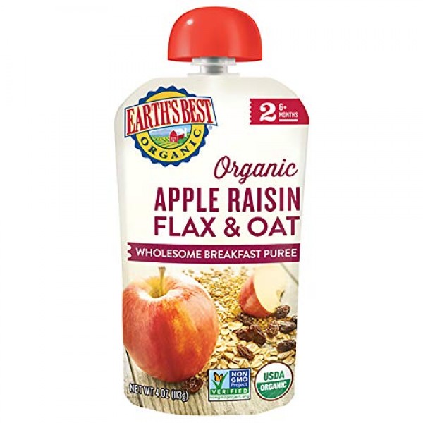 Earths Best Organic Stage 2 Baby Food, Apple Raisin Breakfast,