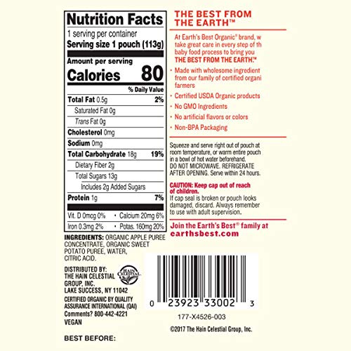 Earths Best Organic Stage 2 Baby Food, Sweet Potato &Amp; Beets, 3.