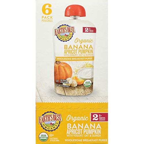 Earths Best Organic Stage 2 Breakfast Baby Food, Banana Apricot