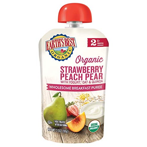 Earths Best Organic Stage 2 Breakfast Baby Food, Strawberry Pea