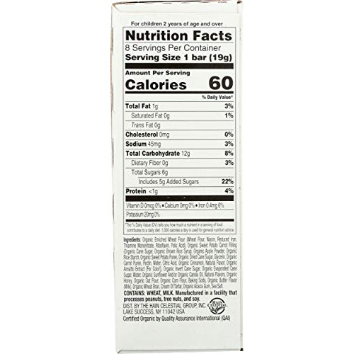 Earths Best, Sunny Day Bars Sweet Potato Carrot Organic 8 Count,