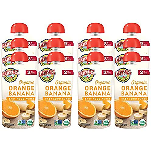 Earths Best Organic Baby Food Puree Pouch, Orange &Amp; Banana, Sta